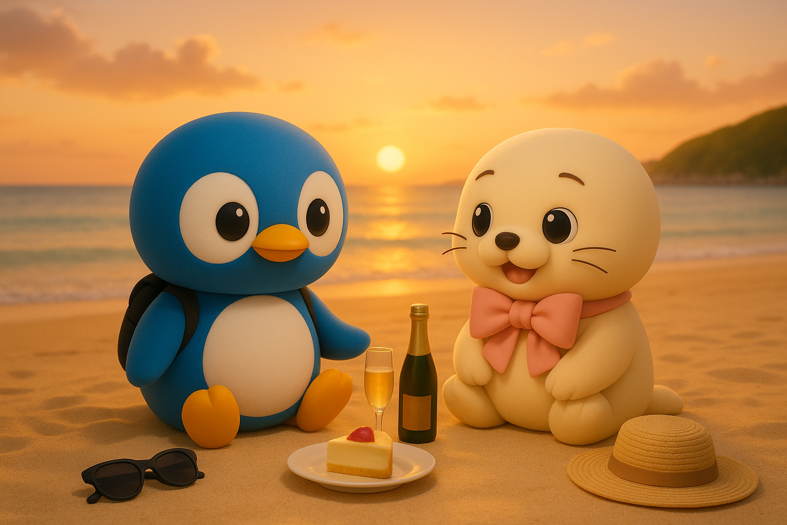 沙灘夕陽 · Sunset by the Beach poster